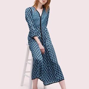 Kate Spade Flower Silk Midi Dress in Storm Cloud